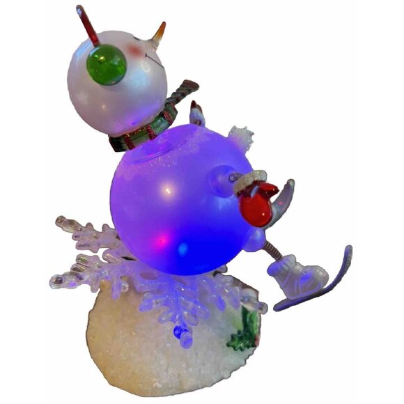 JC Penney Home Collection 7" Lighted Acrylic SKIING SNOWMAN in Box TESTED WORKS - Picture 6 of 14
